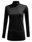 FASHION MY LOVE Ladies Polo Roll Neck Long Sleeve Turtle Neck Plain Jumpers for Women Top Womens Ladies New Plain Turtle Polo Roll Neck Long Sleeve Stretch Jumper T-Shirt Tee Top 8-26 Black