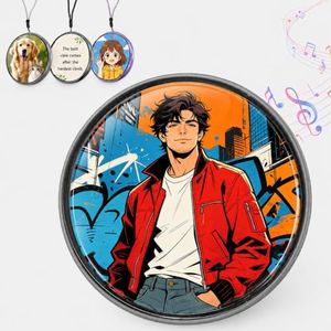 GAGUUSU Electronic Pin Badge with Speaker, Photo GIFs & Videos,1.7” (Black)