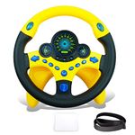 RedCrab Steering Wheel Car Driving Simulated Toy with Light and Music for Kids, Pretend Driving Seat Toys,Baby Electric Early Learning Educational Toys for Boys and Girls (Black)