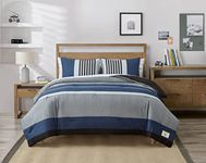 Nautica - Queen Comforter Set, Cotton Reversible Bedding with Matching Shams, Home Decor for All Seasons (Rendon Charcoal, Queen)