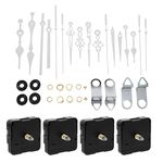 DOITOOL 4 Sets High Torque Long Shaft Clock Movement Mechanism with Long Spade Hands and Hanger DIY Clock Parts Clock Mechanism White