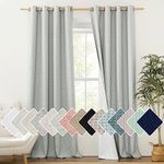 NICETOWN Grey Long Linen Full Shade Panels, 52" Wide x 120" Long, Pair of Thermal Insulated & Energy Efficiency Blackout Curtains for Living Room Windows, Lined Silky Performance Window Dressing