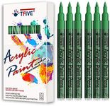 Green Marker Paint Pens - 6 Pack Acrylic Green Permanent Marker, 0.7mm Extra Fine Tip Paint Pen for Art Projects, Drawing, Rock Painting, Stone, Ceramic, Glass, Wood, Plastic, Metal, Canvas DIY Crafts