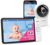 VTech RM7764HD 1080p Smart WiFi Remote Access BabyMonitor, 360° Pan&Tilt, 10X Zoom, 7” 720p HD Display, HD NightVision, Soothing Sounds, 2-Way Talk, Temperature Sensor, Motion Detection, iOS & Android