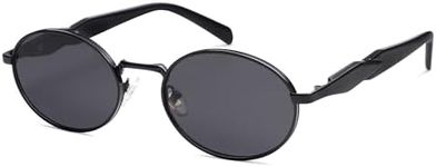 SOJOS Retro Oval Sunglasses for Women Men Trendy Sun Glasses Designer Inspired Classic Shades UV400 Protection SJ1224,Black
