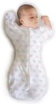 Amazing Baby Transitional Swaddle Sack with Arms Up Half-Length Sleeves and Mitten Cuffs, Small, 0-3 months, 6-14 lbs, Tiny Elephants, Pink (Arms Up Swaddle, Transition Swaddle Sleep Sack)