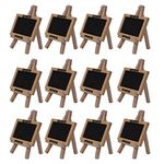 R&M Rubber Wood Mini A-Frame Easel 6" with Black Board 4.5" X 3" - Portable Canvas Holder, Displaying Pictures, Wedding Display (Set of 12)