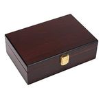 Woodronic Humidor Cigar Box with Spanish Cedar Lining for 10 Cigars, Desktop Cigar Box Gift Set with Clasp Lock and Humidifier, Walnut Finish, Great Gift for Father