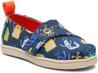 TOMS Boy's Alpargata Loafer Flat, Indigo Glow-in-Dark Monsters, 4 Toddler