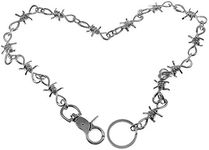 26" Mens Motorcycle Biker Trucker Jean Key"Barbed Wire" Wallet Chain Silver