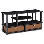 Furinno JAYA Large TV Stand for Up to 55 Inch TV with Storage Bin, Black