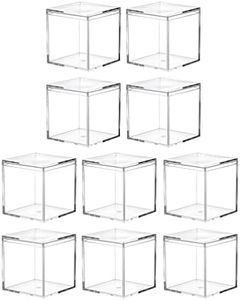 Clear Acrylic Plastic Square Cube, 10pcs Small Candy Packing Boxes with Lid Plastic Storage Boxes for Candy Cookie Pill Tiny Jewelry 4.5cm