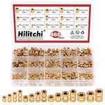 Hilitchi 460 Pcs M2 M3 M4 M5 Female Thread Brass Knurled Threaded Insert Embedment Nuts Assortment Kit, Embed Parts, Pressed Fit into Holes for 3D Prints and More Projects