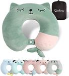 Travel Pillow - Soft Memory Foam Neck Pillow for Adults, Kids, Children, Convenient & Portable U Shaped Pillows, Cute Animal Airplane pillow for Home, Office, Camping, Travelling, Sleeping (Green)