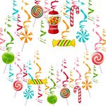 30Ct Candyland Party Decorations Colorful Lollipop Hanging Swirls Candy Party Decoration Candyland Birthday Party Supplies for Birthday Two Sweet Baby Shower Classroom Sweet Shop Party Supplies