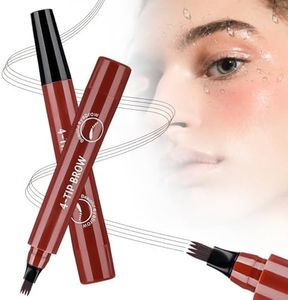 Microblading Eyebrow Pencils for Women, 2025 Upgraded Waterproof Four-tip Beard and Eyebrow Pen, Long Lasting Natural Brow Pencil with Hair Like Strokes (Red Brown)