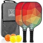 YC DGYCASI Pickleball Paddles Set of 2, 2024 USAPA Approved, Carbon Fiber Surface (CHS), Polypropylene Honeycomb Core, Anti-Slip Sweat-Absorbing Grip, 4 Pickleball, Portable Carry Bag