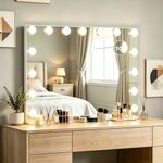 KIMLOONG Hollywood Vanity Mirror with Lights, 23×18 Inch Lighted Makeup Mirror with 3 Color Lights, 15 Dimmable LED Bulbs, USB Charging Port for Dressing Room & Bedroom, Aluminum Metal Frame