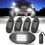 Honalia Pure White Rock Lights 4 Pods, 6000K White Neon Rock Lights Kits with Switch
