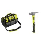 RYOBI RSSSTB1 Small Tool Bag & RH16FSS 16oz Framing Hammer,Green, Black