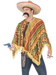 Smiffys Poncho & Moustache, Orange , Cowboys and Indians Fancy Dress, Western Dress Up Costumes