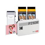 KODAK Mini 2 Retro 4PASS Portable Photo Printer (2.1x3.4 inches) Initial 8 Sheets + 60 Sheets Pack Bundle, White