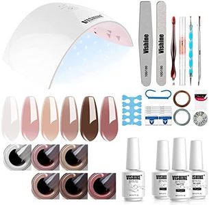 Vishine Kit Complet Vernis Semi Permanent Lampe LED 36W Séchoirs à ongles, 6 Jelly Transparent Nude Couleur Vernis Gels, Top Base Coat, Complet Manucure Outils Nail Art Kit Débutants #055