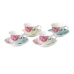 Royal Albert Miranda Kerr Everyday 40033997 Teacup & Saucer Mixed Set of 4, Multi, Porcelain, 4 Count (Pack of 1)