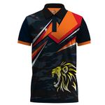 VM Clothing's Sports Jersey Polo Neck Polyester Dryfit Orange T-Shirt Half Sleeve Sports Jersey for Team Sports Club Jersey (XL)