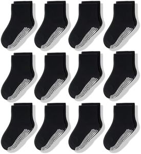 CozyWay Chaussettes antidérapantes pour tout-petits 12 paires avec poignée pour garçons filles bébé nourrissons enfants chaussettes antidérapantes en coton 3-5 ans
