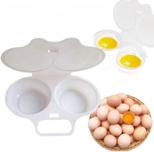 2 Cup Microwave Egg Poacher,Microwave Egg Maker,Double Drain Poached Egg Cups,Reusable Poached Egg Maker,Microwave Egg Cooker,Boiler Cooking Tool,Double Cups Egg Boiler Breakfast Cookware,Egg Fryer