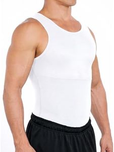 Esteem Apparel Neues Männer Brust Kompression Shirt Abnehmen Body Shaper Unterhemd zu verbergen von Gynäkomastie (weiß, Large)