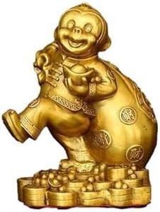 BPBYZY Brass Monkey Statue Chinese Attract Wealth Symbol Good Luck Feng Shui Attract Statue for Home Office Desk Decor New Year Housewarming Gift Unique(Brass Statue6)