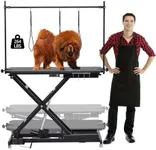 Garvee Electric Dog Grooming Table, Height Adjustable Pet Grooming Table w/Anti-Slip Foot, Dog Grooming Arm, Anti Slip Tabletop & Tool Organizer/Dog Grooming Station, 47"/Black