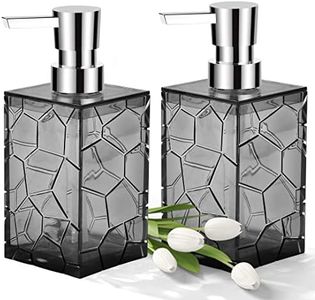 2 Pack Clear Gray Rust Proof Soap Dispenser, Acrylic Plastic Hand Soap Lotion Dispenser Set for Bathroom&Kitchen