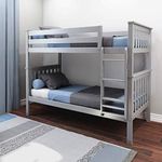 Max & Lily Solid Wood Twin Over Twin Bunk Bed, Grey