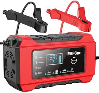 EAFCar 6A Car Battery Charger, 12V Portable Smart Charger, Battery Maintainer, Trickle Charger and Desulfator for Cars Boat Motorcycle Lawn Mower RV ATV SUV Snowmobile