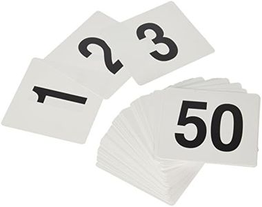 New Star 23176 1 to 50-Double Side Plastic Table Numbers, 4 by 4-Inch, Black on White