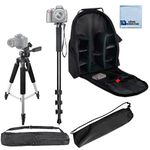 57" Inch Pro Series Aluminum Camera Tripod + Pro Series 72" Monopod w/ Quick Release + Deluxe Digital Camera / Video Padded Backpack for Sony Cyber-shot a5100 DSC-RX100 III DSC-RX100 II RX10 HX50V RX100 W710 TX30 HX300 W730 HX400 WX300 WX350 WX80 H300 W730 RX1R DSC-TF1 W830 WX80 RX1 H400 W800 TX66 HX5V TX20 & More + Microfiber Cloth