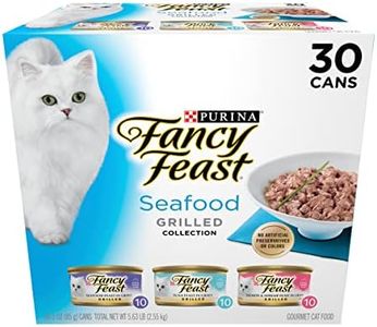 Purina Fancy Feast Grilled Wet Cat Food Seafood Collection in Wet Cat Food Variety Pack - 3 Ounce (Pack of 30)