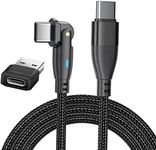 USB C to USB C Fast Charging Cable 6ft 60W with USB A Adapter, 20V3A 180° Rotating Fast Charge Cable, Nylon Braided Fast Charging Cord Type C Compatible with iPhone 16/15, MacBook, iPad, Galaxy S24