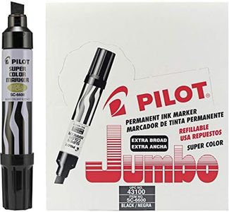 PILOT Super Color Jumbo Refillable Permanent Markers, Black, 12-Pack