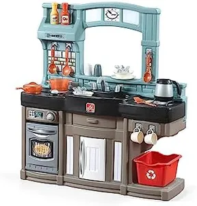 Step2 Best Chefs Kids Kitchen Playset, Indoor/Outdoor Kitchenette, Interactive Play with Lights and Sounds, Made of Durable Plastic, Includes 25 Piece Toy Accessories, For Toddlers 2+ Years Old