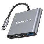 Amkette 3-in-1 Type C to HDMI Adapter, Multiport USB C Hub with 4K@30Hz, USB 3.0 @ 5Gbps, 100W PD Charging Port for Laptop, MacBook, PC and Other Type C Devices