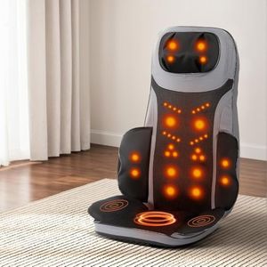 Livemor Neck and Back Massager Seat with Heat, Full Back Kneading Vibration Massage, Massage Chair Cushion Pad for Deep Tissue Relief