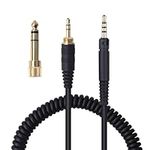 Saipomor HD598 Coiled Cable with Lock Connector Replacement 1/8" and 1/4" to 2.5mm Male AUX Extension Cords Compatible with SENNHEISER HD518 HD558 HD598 HD569 HD579 HD599 HD598 SE Headphones