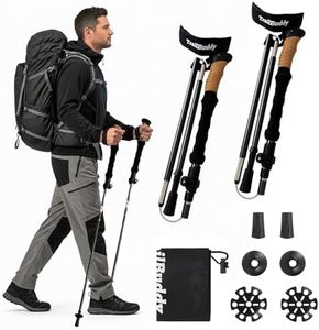 TrailBuddy Foldable Trekking Poles – Ultralight 7075 Aluminum, EVA & Cork Grip Collapsible Hiking Poles – Lightweight Adjustable Walking Sticks for Men, Women, Seniors & Travel