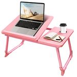 CloudTrip Laptop Desk for Bed or Couch, Lap Desk, Woking in Bed Desk, Home Office Desks, Breakfast Tray, Desk with Cup Holder, Watching Movies in Bed, Laptop Stand for Bed, Fordable Legs Desk (Pink)