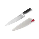 Sabatier Forged Stainless Steel Chef Knife with Edgekeeper Self-Sharpening Blade Cover, High-Carbon Stainless Steel Kitchen Knife, Razor-Sharp Knife to Cut Fruit, Vegetables and More, 8-Inch, Black