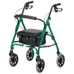 Days Lightweight Folding Four Wheel Rollator Walker with Padded Seat, Lockable Brakes, Ergonomic Handles, and Carry Bag, Limited Mobility Aid, Racing Green, Medium